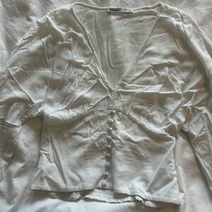 Elegant Abercrombie White Button-Down Women's Top